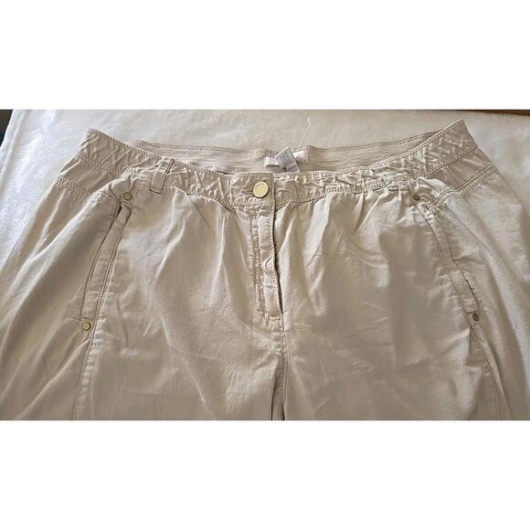 Chico’s Pants Size 3 Beige Stretch Cotton Straight Leg 38x30 - Picture 3 of 9